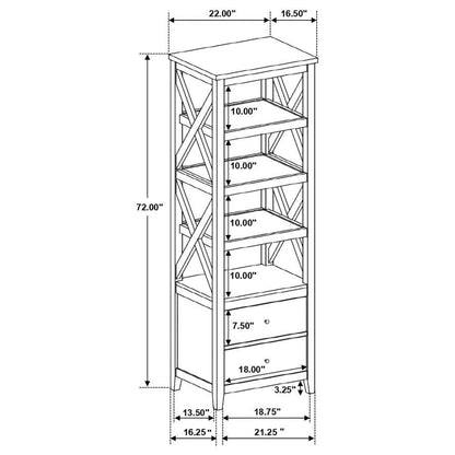 Hollis - 4-Shelf Wood Media Tower With Drawers - Brown And White