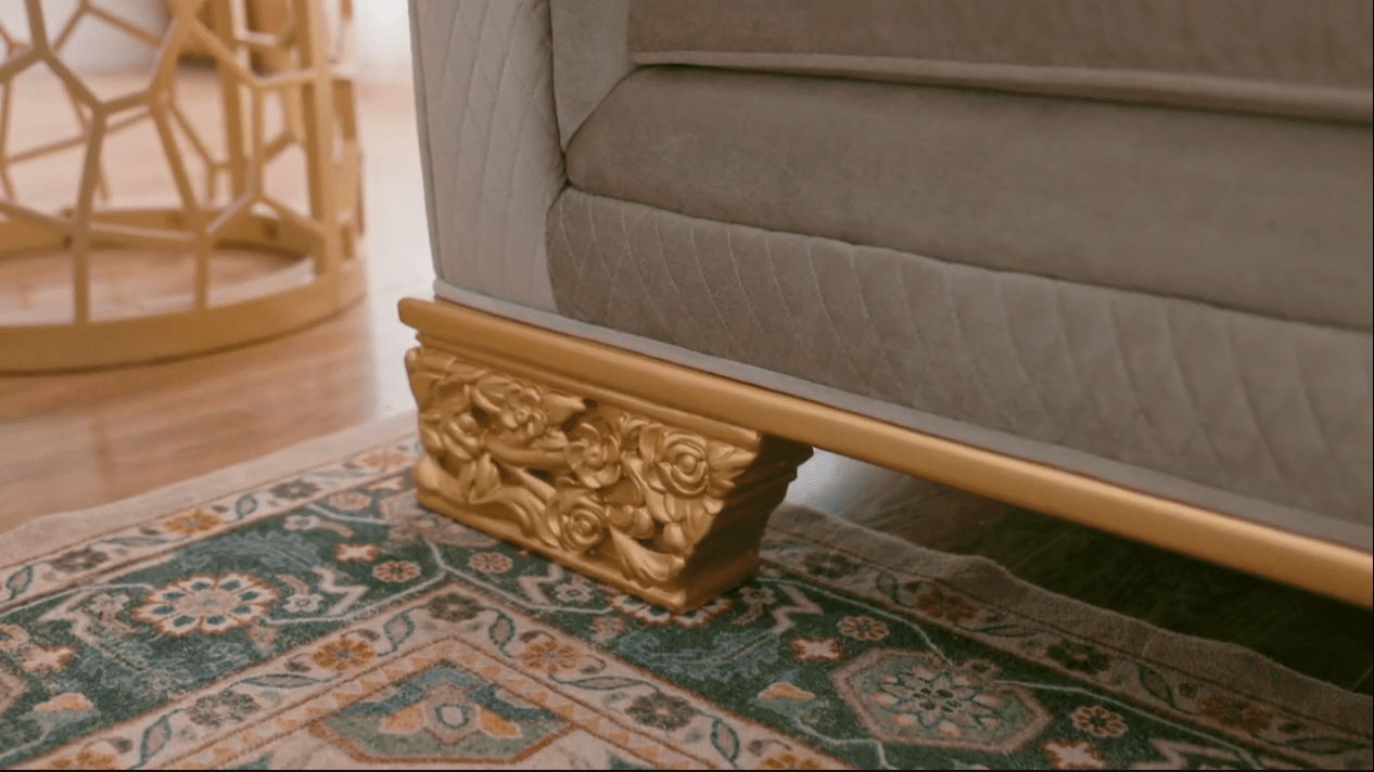 HD-9041 - Loveseat - Gray / Gold
