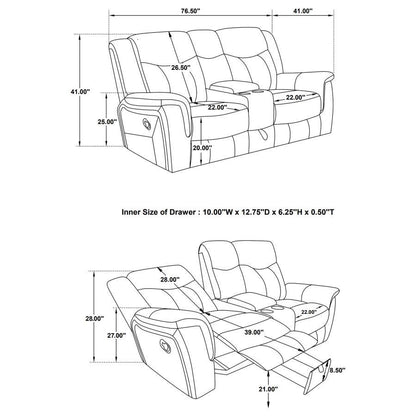Conrad - Upholstered Padded Arm Motion Sofa Set