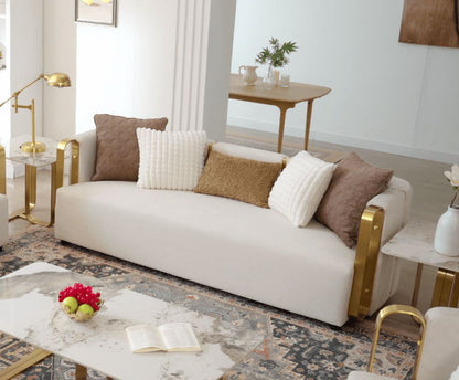 HD-3156 - Sofa - White / Gold